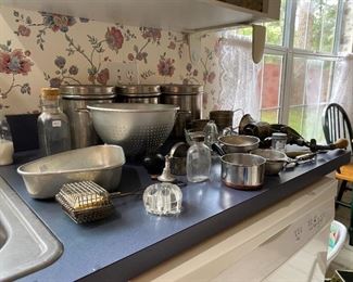 Vintage kitchen including old bottles
