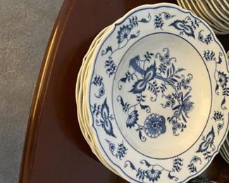 Wide flat rim Blue Danube soup bowl
