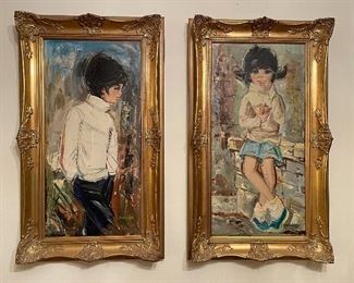 MARDAV OIL ON CANVAS BOY AND GIRL 12 X 24"     $295 EACH