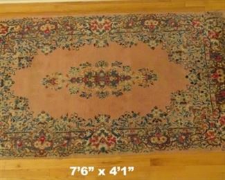 HANDMADE KIRMAN RUG 7'6" X 4'1"    $375