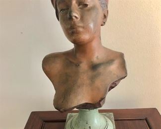 $495 Bronze bust of a woman - Emmanuel  Villanis.  12" H, base: 4" x 4".  