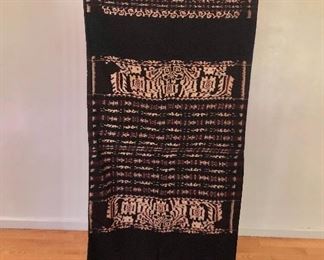 $50 Sumba woven ikat, black with white and red patterning. 90" L x 45" W.