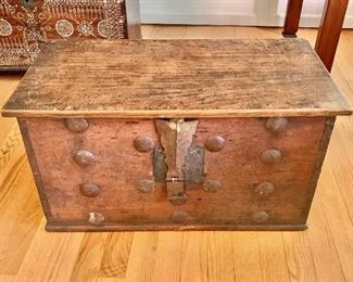 $250  Chest  with iron lock, 13.5" H x 25" W x 12.5" D.
