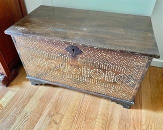 $260  Mother of pearl inlay chest #2, 15.75" H x 26.25" W x 14" D.