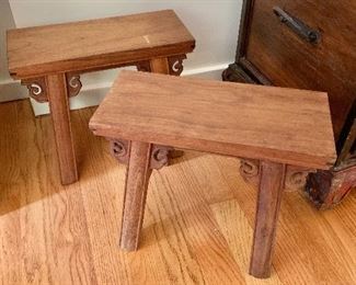 $95 each - Vintage carved seats or stools.  Each 13" L, 9" W, 10" H.  