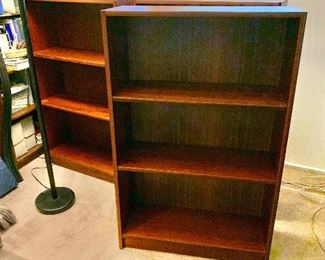 $120  each - Set 3 rosewood veneer bookcases, 48" H x 30.25" W x 11.25" D. 1 AVAILABLE