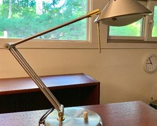 $75 - Contemporary desk lamp.   Adjustable with maximum height 28", base 7.25" diam.