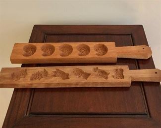 $25 each -  Wood molds for butter pats, cookies ;  Top 12.75"L , Lower 13.25"L  ONE AVAILABLE 
