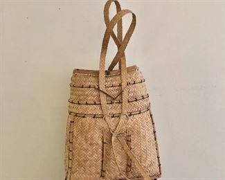 $40 Hand woven backpack.   22" H, 12" W, 5" D.  