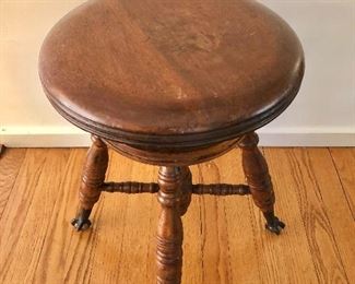 $95  Vintage stool with ball and claw feet.  14" diam, 19" H.  