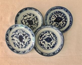 $240  LOT Blue and white porcelain dishes.   Each approx 6" diam.