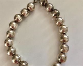 $120 Silver beaded ball necklace on wire chain.   18.5"L 