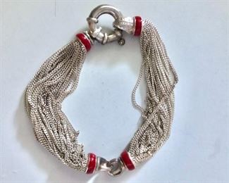 $195 Tiffany & Co Italy sterling silver multi strand bracelet.  Size: 7"L