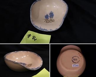 #86-Marshall Pottery Yesteryear Bluebonnets Spoon Rest - Sm - $15.00
