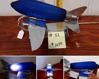 #52 - 197’s DC-3 Airplane Desk Lamp. Cobalt Blue Chrome - Sarsaparilla Art Deco, well cared for and in perfect working condition $125.00 - 12x13x7.5
