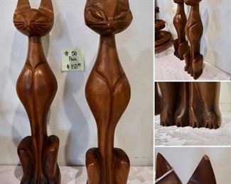 #50 MCM Wooden Siamese Cat -Pair $150.00 - 25"Tall
