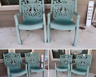 #41A & 14B Green Plastic Patio Chairs $15.00 each