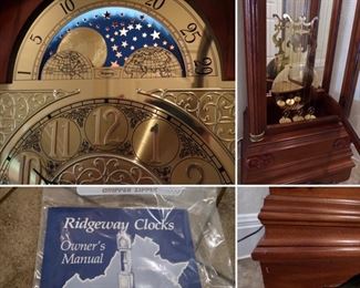 #7-Nice lighted Ridgeway Grandfather Clock, everything is working and sounds beautiful. $650.00 20x83x17