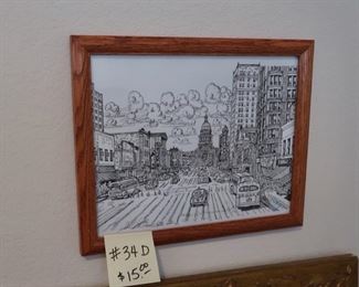 #34D Four framed Ricardo pieces, all Texas themed. $15.00
