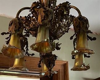 ART GLASS SHADES AND CHANDELIER BEING SOLD VIA ONLINE AUCTION. DETAILS IN THE SALE INFO SECTION.