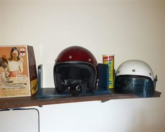 Vintage motorcycle and scooter helmets