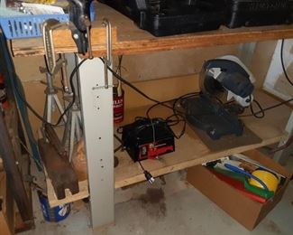 Ryobi miter saw and battery charger