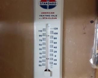 Vintage Standard Oil tin litho thermometer