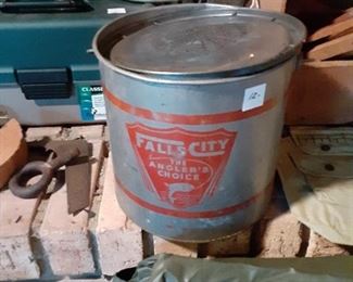 Vintage fishing Falls City minnow bucket