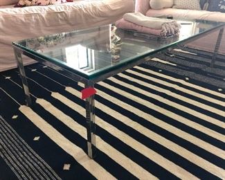 Original Mid Century Glass and Stainless Table