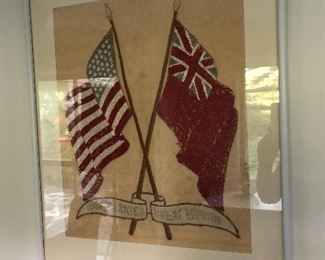 Beautiful needle work of US and Great Britain Flags