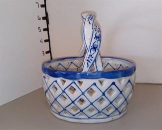 Blue and White Ceramic Basket
