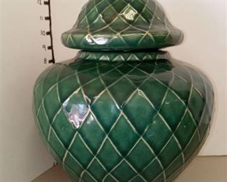 Green Ceramic Ginger Jar with Lid
