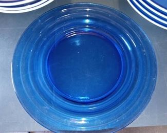Pagnossin Italian Ironstone Bowls with Alco Bowls and Cobalt Blue Glass Plate