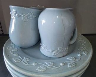 Enesco Country Gate Plates and Cups Lot of 8 Pieces