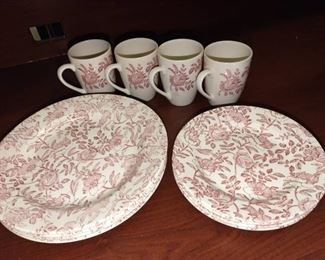 Churchill China Pink Peony Dinnerware Plates, Salad Plate & Mug Lot of 12