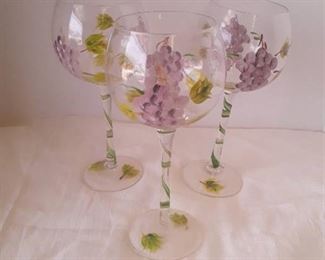 Hand Painted Red Wine Glasses