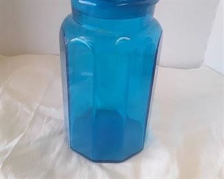 Vintage. L.E. SMITH Apothecary. Jar. Blue Glass