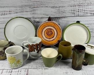 Vintage Stoneware Pottery Plate Saucer Cup Mug Mixed Lot