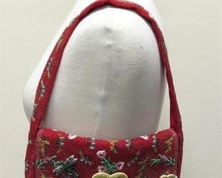 Beaded Red Magnetic Snap Purse