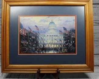 Flags Over the Capitol Framed Print by Thomas Kinkade