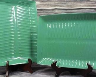 Green Felton Plastic Plates Trays