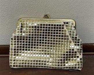 Mini Gold White Clutch Coin Cosmetic Bag Purse