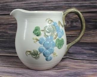 Vintage Ceramic Grape Leaf Jug Water Pitcher