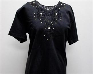 Black Short Sleeve TShirt With Roses