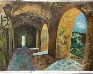 Unframed Unsigned Acrylic Painting Archways