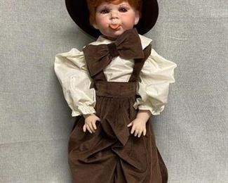 Red Head Little Boy Porcelain Doll Making a Face