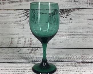 Vintage Dark Teal Green Wineglass