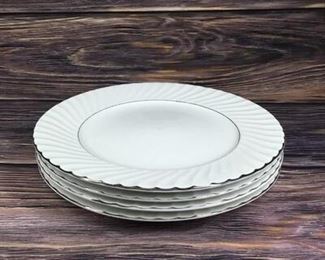 White Swirl Rim China Dinner Plates