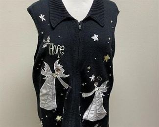 Black Blair Angel Zip Up Sweater Vest Size Large