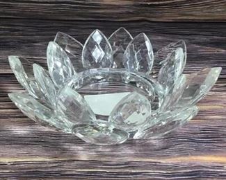 Crystal Lotus Flower Glass Candleholder Tray